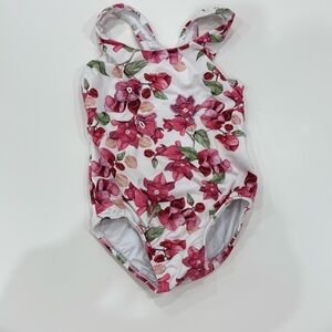 Submarine floral pink and white one piece bathing suit size 4T